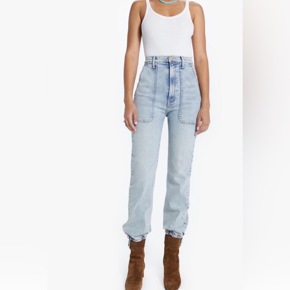 Mother The Wrapper Patch Spring Ankle Jeans in Marrakesh Days